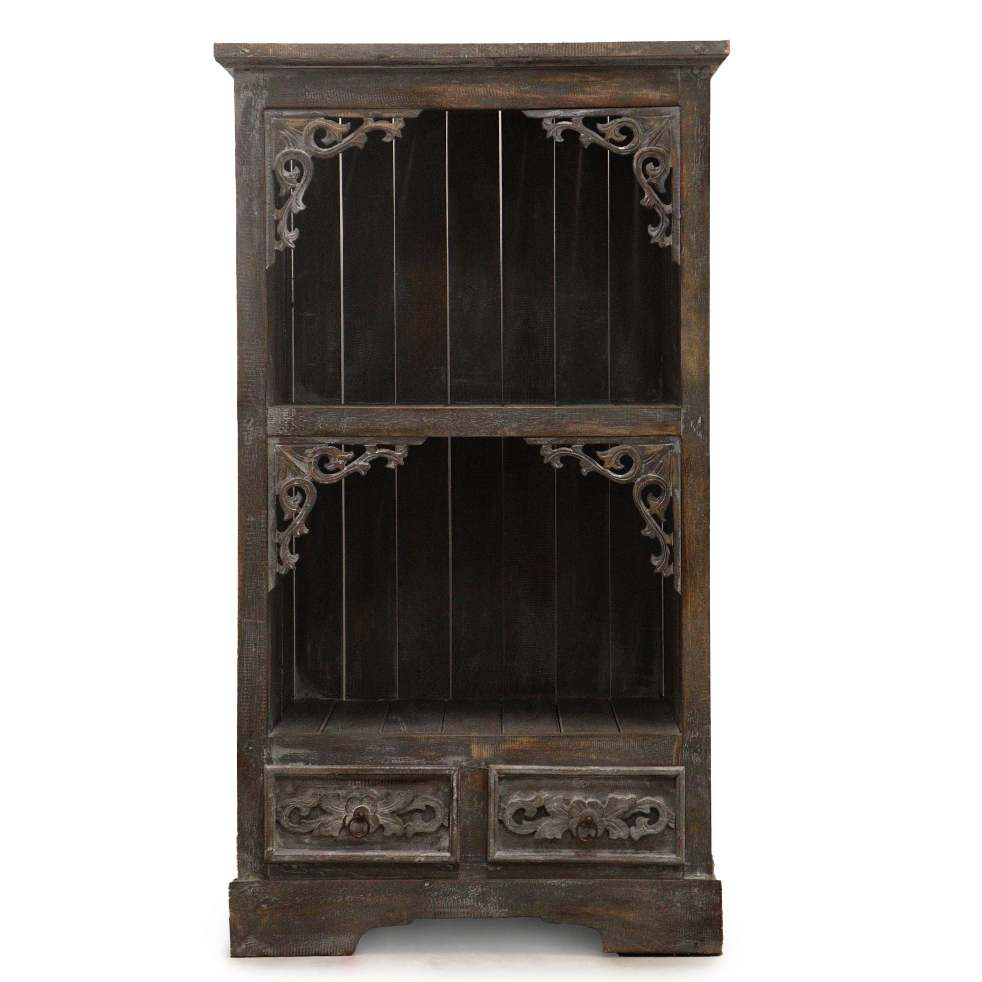 Greywashed Albasia Wood Bathroom Storage Cabinet – front product view of wooden bathroom cabinet