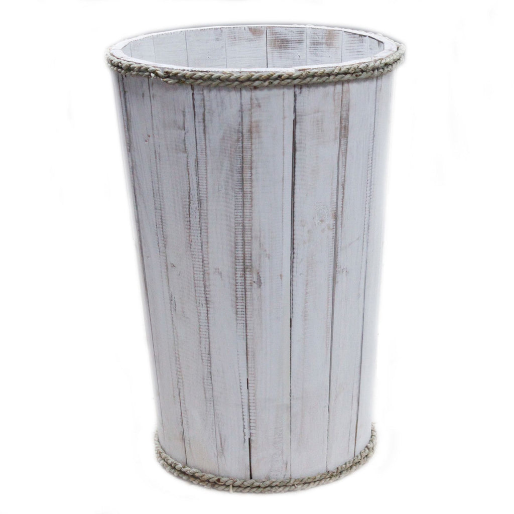 Large Rustic Wooden Home Storage Tub – Whitewashed – detail view 4 of rustic wooden storage