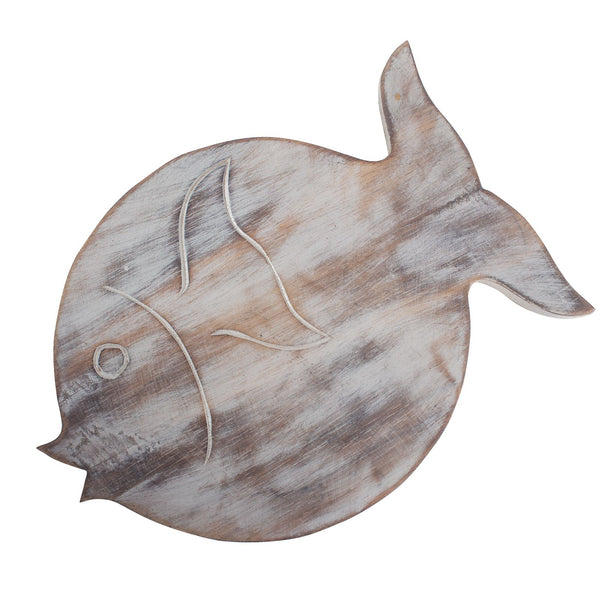 Albasia Wood Fish Stand – Whitewashed – front product view of wooden plant stand