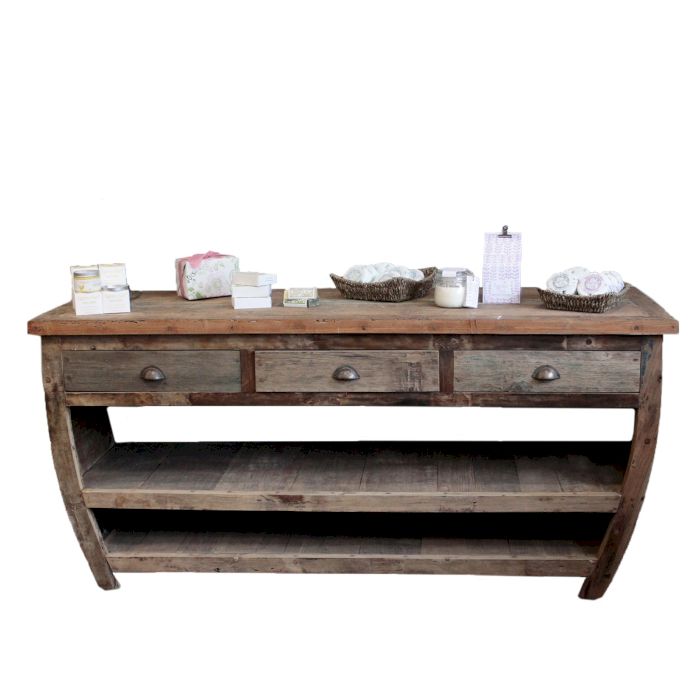 Large Reclaimed Wood Centerpiece Table (180x60x80cm) – Rustic Statement – detail view 2