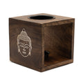 Large Square Mango Wood Buddha Face Oil Burner – Handcrafted Essential Oil – product view