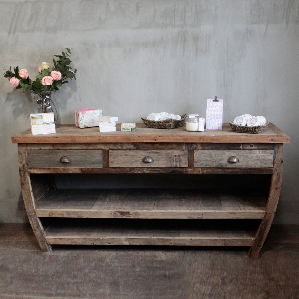 Large Reclaimed Wood Centerpiece Table (180x60x80cm) – Rustic Statement – product view