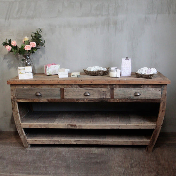Large Reclaimed Wood Centerpiece Table (180x60x80cm) – Rustic Statement – product view