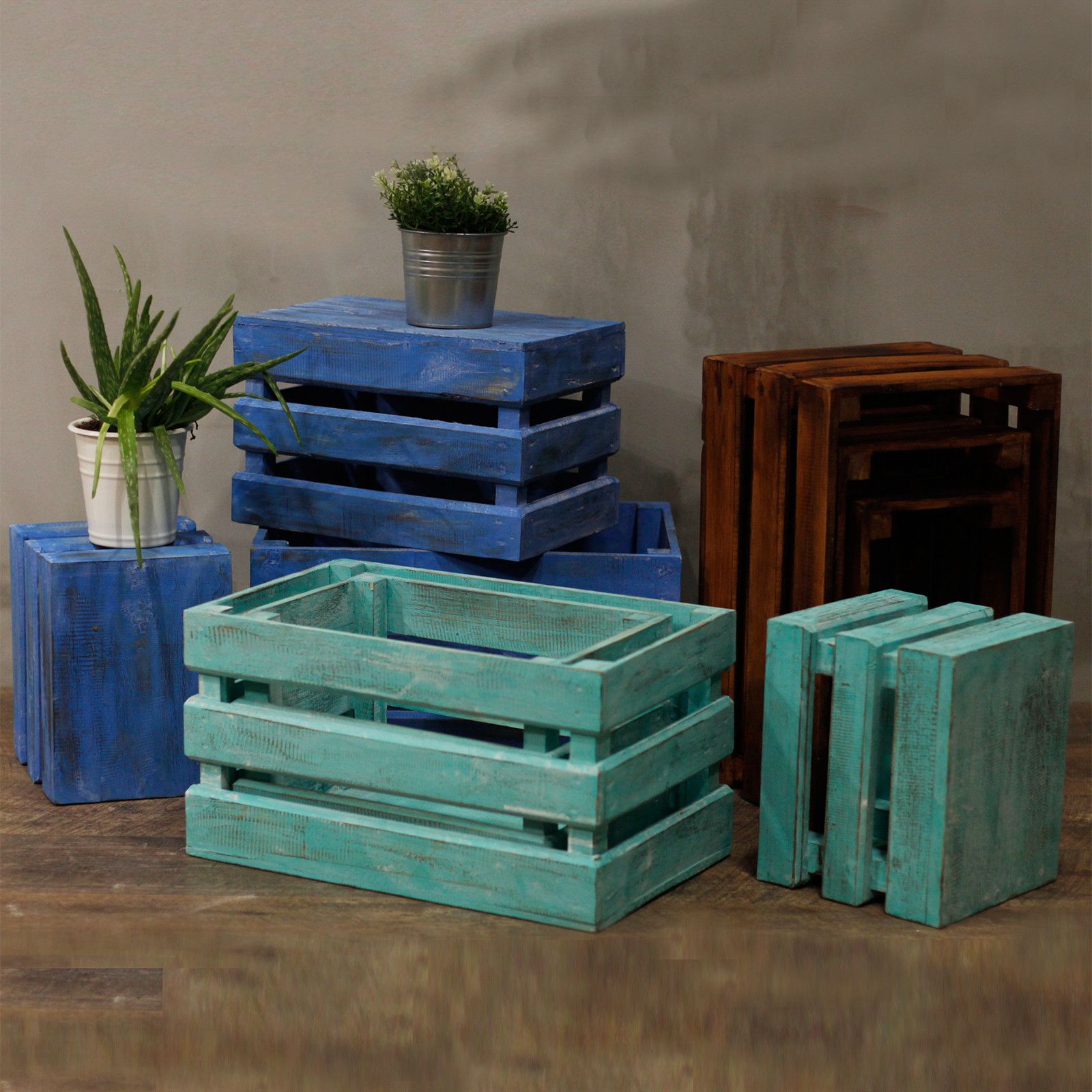 Rustic Wooden Nesting Storage Crates – Brown (Set of 3) – detail view 3 of rustic wooden storage