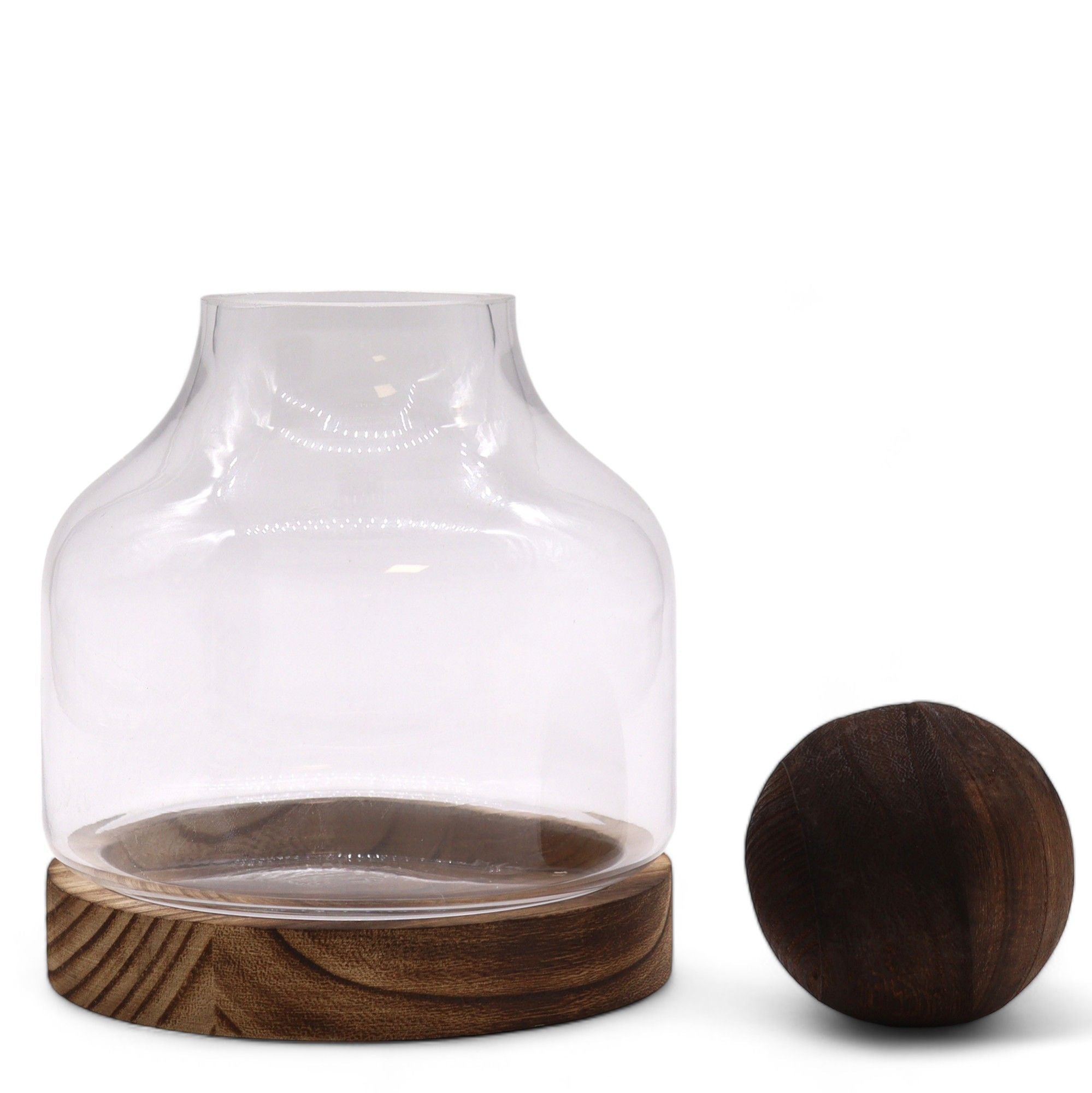 Glass Medium Ball Top Terrarium on Dark Tungwood – detail view 4 of glass terrarium