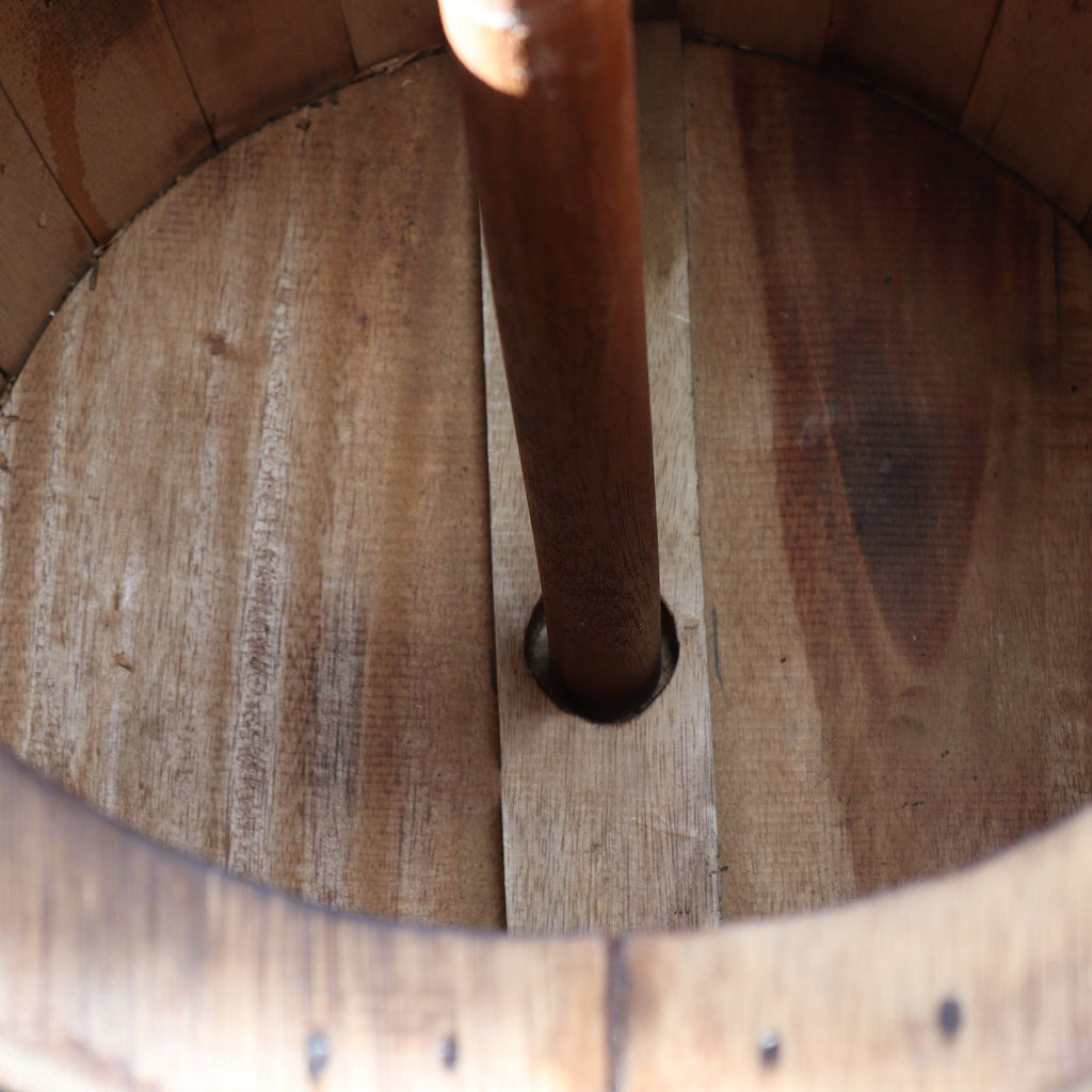 Wooden Beer Barrel Stool & Parasol Stand – Natural Wood Garden Furniture – detail view 8