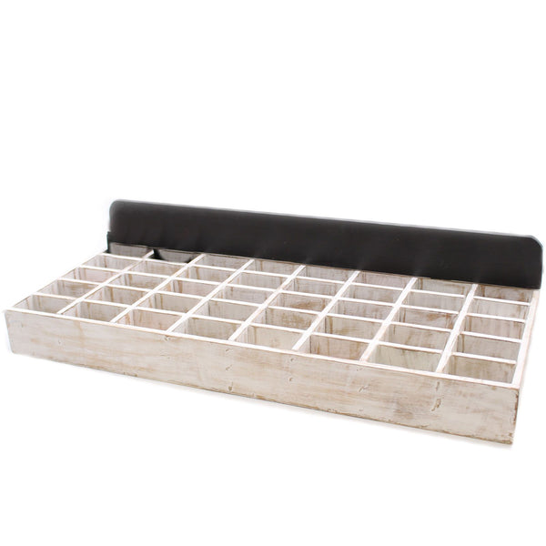 Rustic Wooden Compartment Display Tray – 40 Sections – front product view of rustic wooden storage