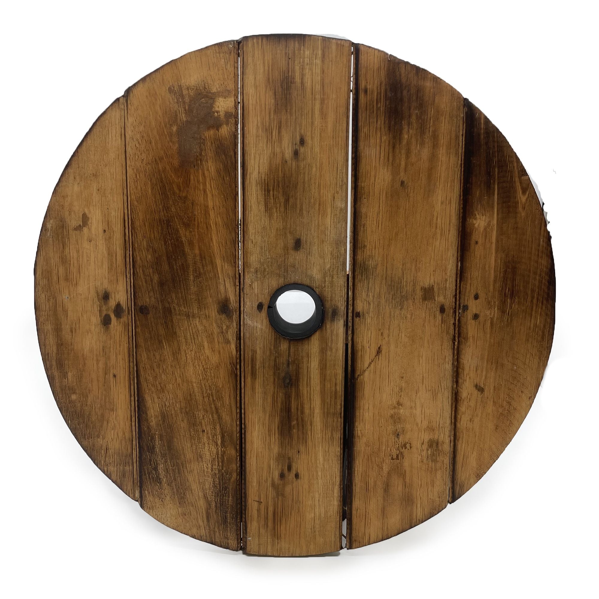 Wooden Beer Barrel Stool & Parasol Stand – Natural Wood Garden Furniture – detail view 7