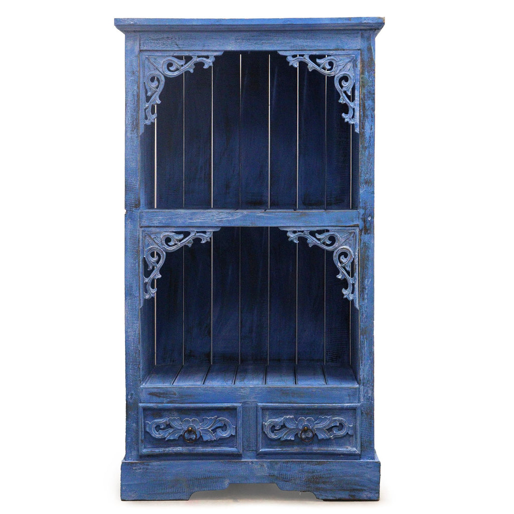 Bluewashed Albasia Wood Bathroom Storage Cabinet – detail view 4 of wooden bathroom cabinet