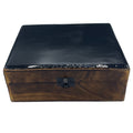 Large Ceramic-Glazed Wooden Keepsake Box – 20x15x7.5cm – Black – front product view of ceramic glazed wooden box