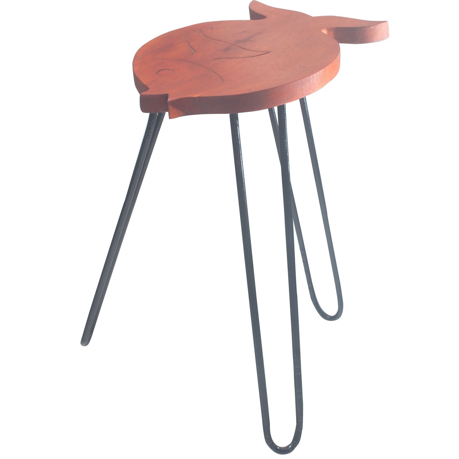 Albasia Wood Fish Stand – Terracotta – front product view of wooden plant stand