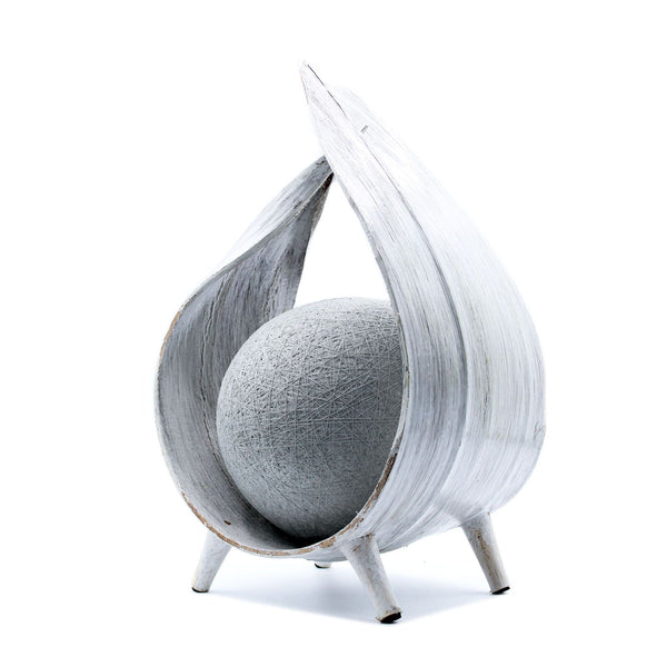 Whitewashed Coconut Shell Table Lamp – Wrapover Design – front product view of coconut table lamp