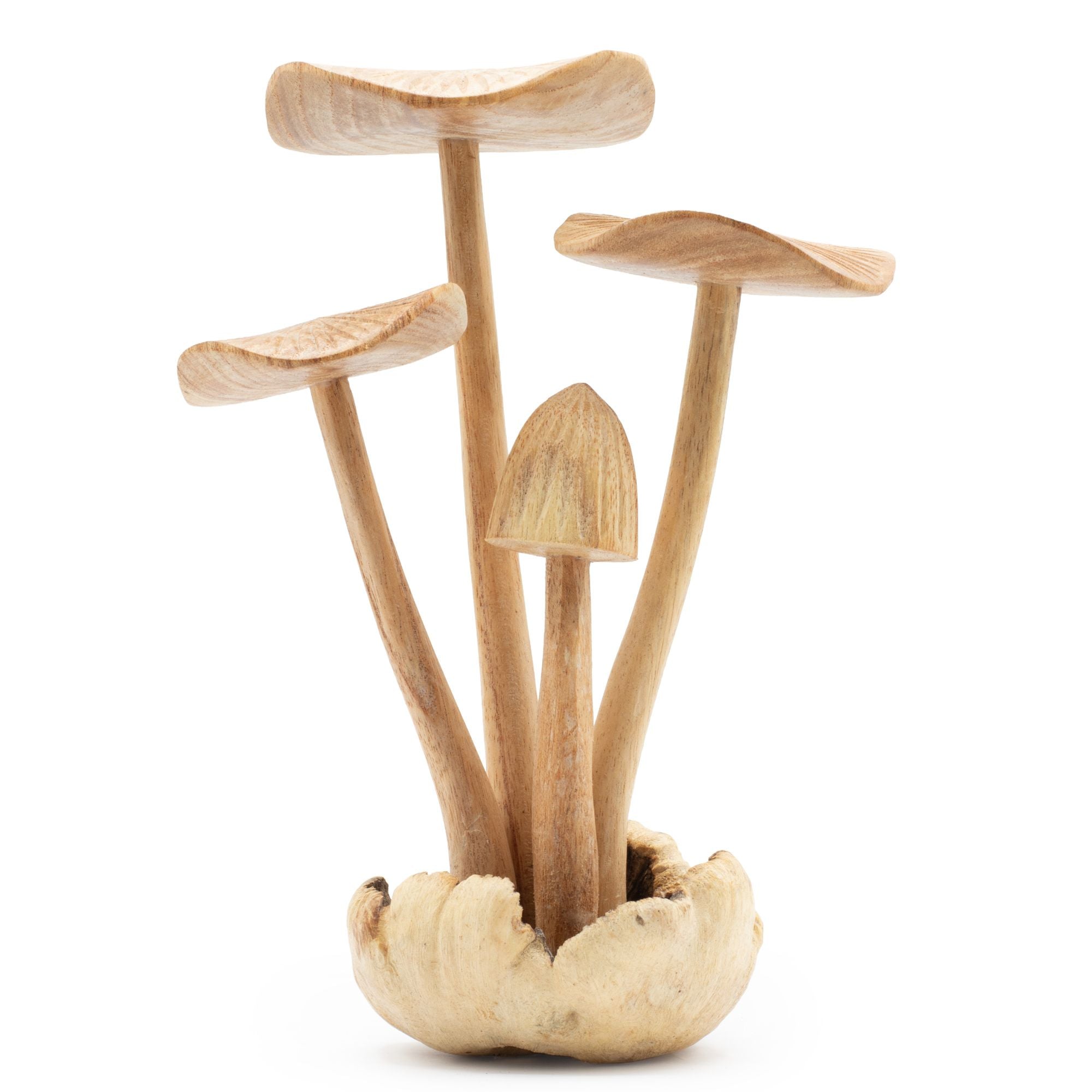 Large Handcrafted Parasite Wood Mushroom Sculptures - Set of 4 – product view
