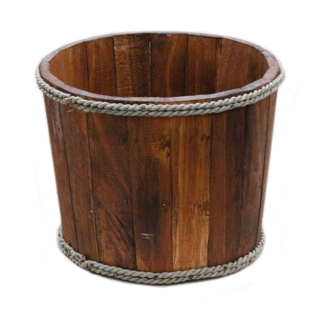 Small Rustic Wooden Home Storage Tub – Brown – detail view 5 of rustic wooden storage