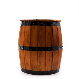 Wooden Beer Barrel Stool & Parasol Stand – Natural Wood Garden Furniture – detail view 6