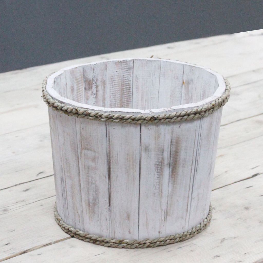 Small Rustic Wooden Home Storage Tub – Whitewashed – detail view 2 of rustic wooden storage