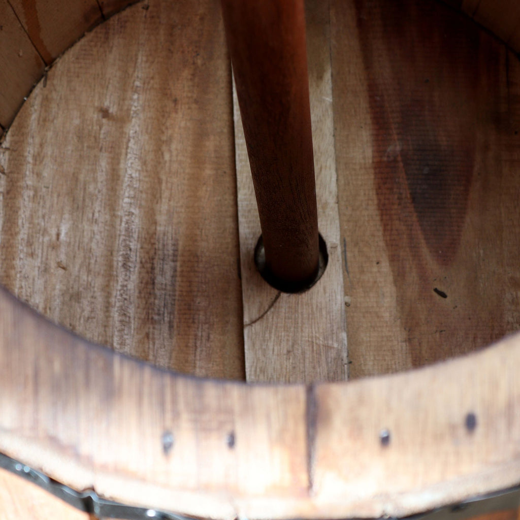 Wooden Beer Barrel Stool & Parasol Stand – Natural Wood Garden Furniture – detail view 11