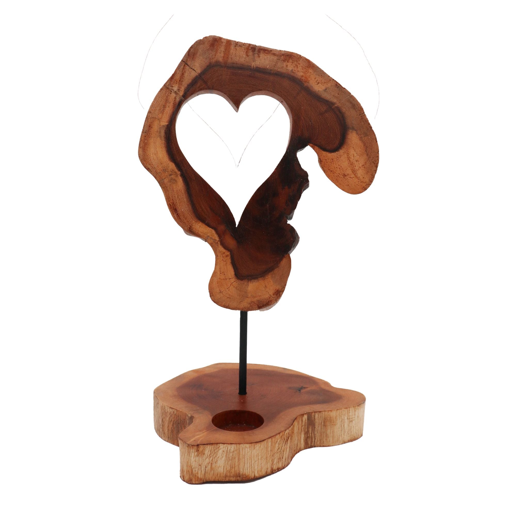 Candle Holder Sign – Heart Shape – detail view 2 of wooden candle holder