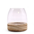 Glass Mini Terrarium on Natural Tungwood – front product view of glass terrarium