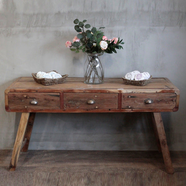 Large Reclaimed Wood Console Table (150x50x80cm) – Rustic Hallway Table – product view