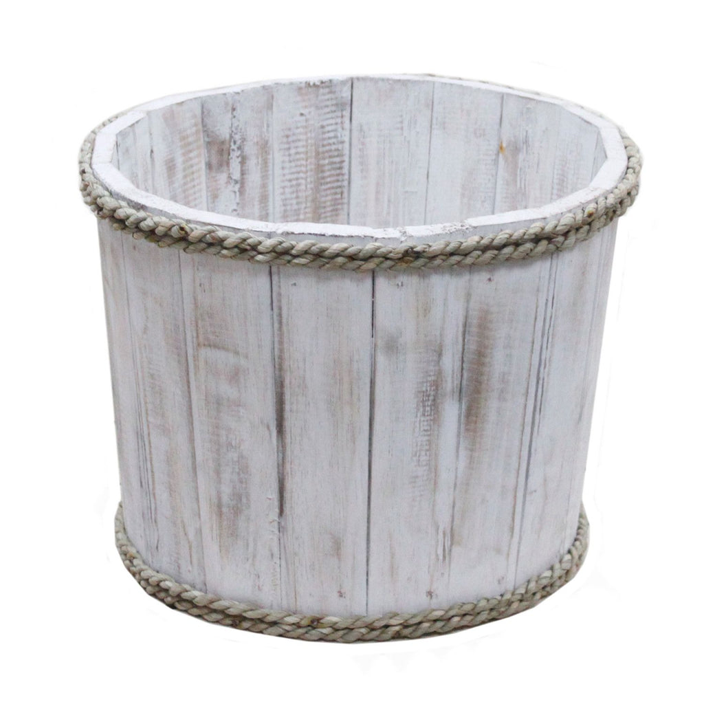 Small Rustic Wooden Home Storage Tub – Whitewashed – detail view 5 of rustic wooden storage