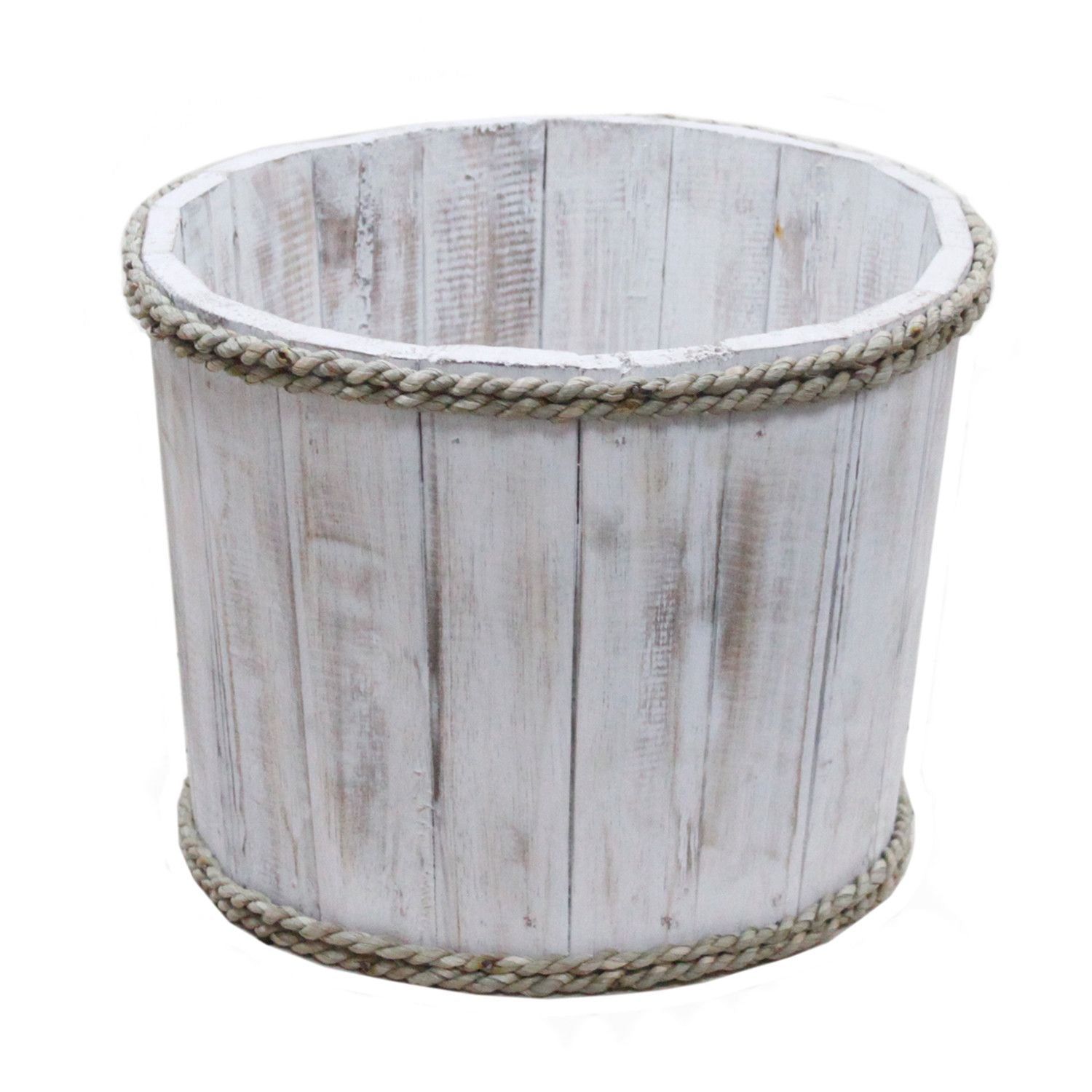Small Rustic Wooden Home Storage Tub – Whitewashed – detail view 5 of rustic wooden storage