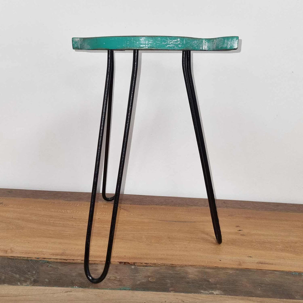 Albasia Wood Fish Stand – Turquoise – detail view 2 of wooden plant stand