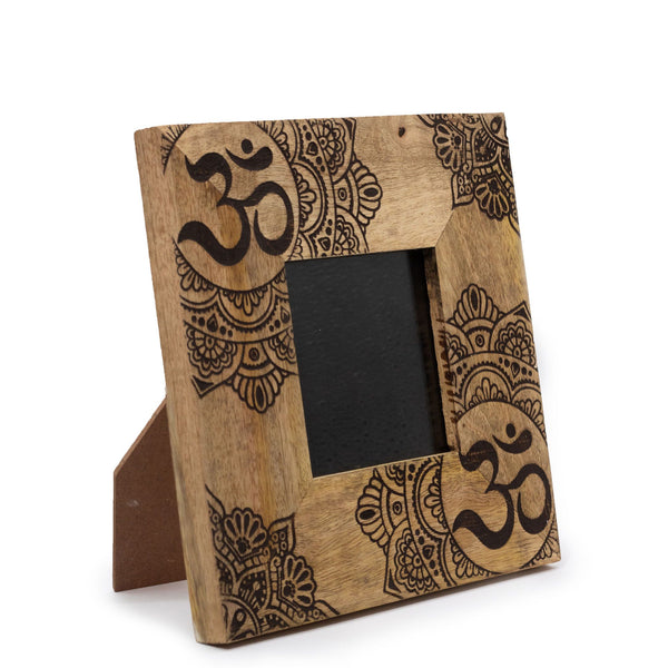 Small Mango Wood Picture Frame (for 10x10cm) 20x20x2cm – Mandala – Black – front product view of mango wood picture frame