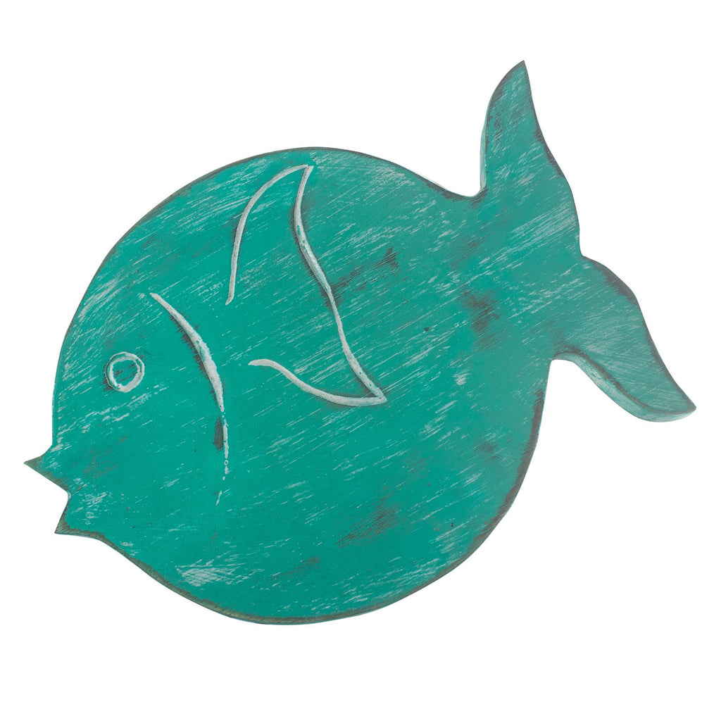 Albasia Wood Fish Stand – Turquoise – detail view 6 of wooden plant stand