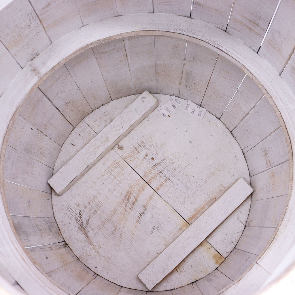 Handcrafted Whitewashed Wood Beer Barrel Side Table – detail view 3