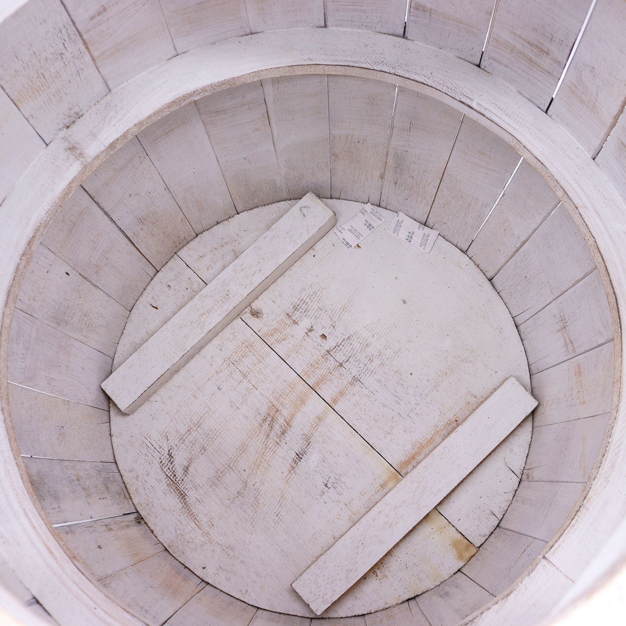 Handcrafted Whitewashed Wood Beer Barrel Side Table – detail view 3