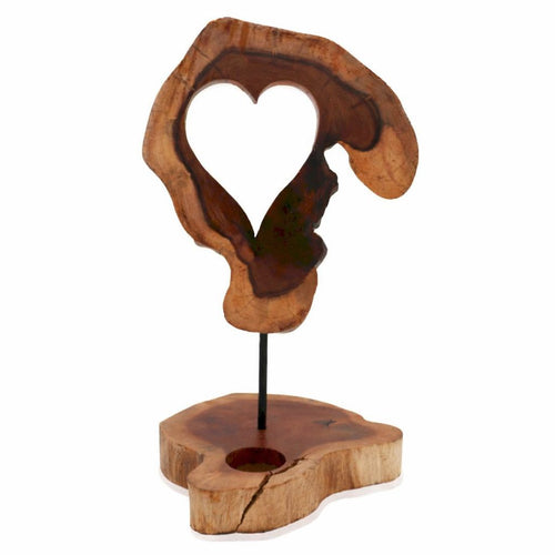 Candle Holder Sign – Heart Shape – front product view of wooden candle holder