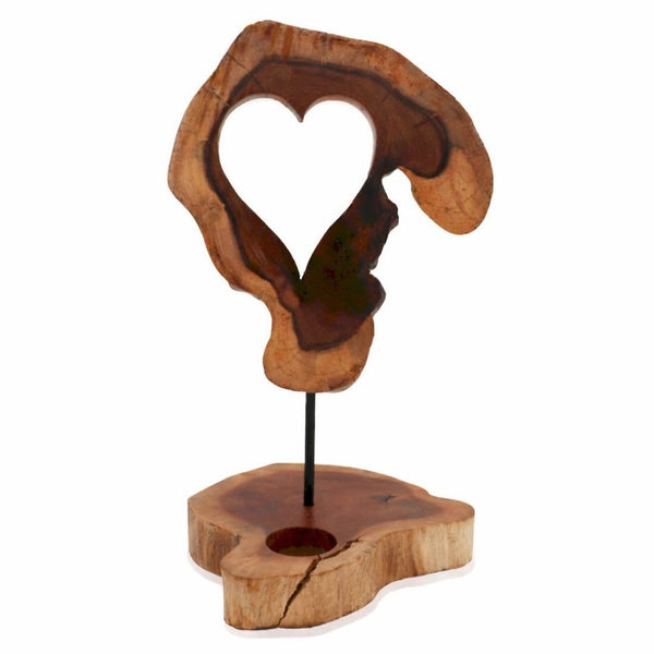 Candle Holder Sign – Heart Shape – front product view of wooden candle holder