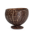 Small Polished Coconut Craft Bowl with Wooden Stand – front product view of coconut craft bowl