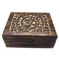 Large Wooden Keepsake Box 20x15x7.5cm – Om – front product view of carved wooden keepsake box