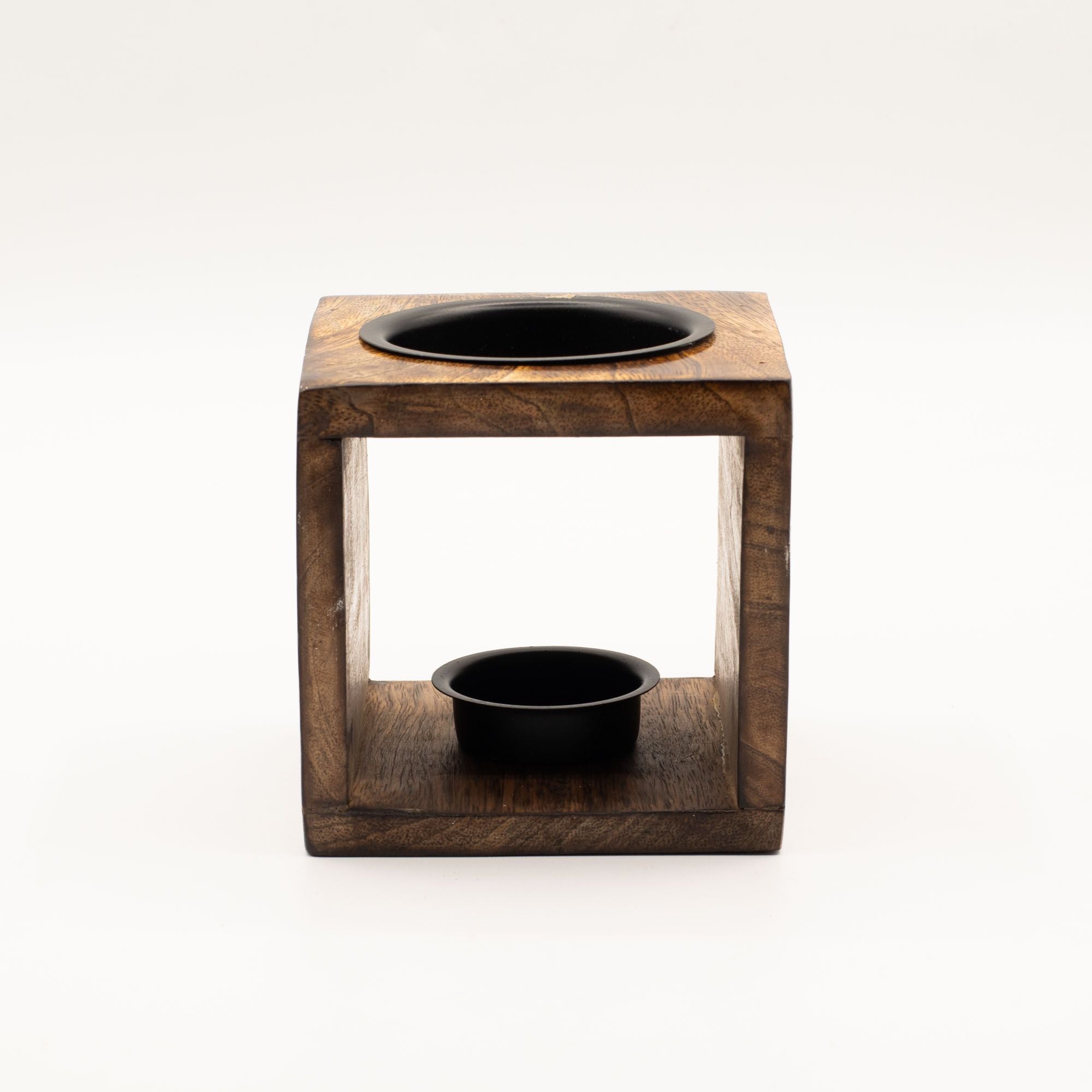 Square Mango Wood Oil Burner with Engraved Hamsa Hand – detail view 4