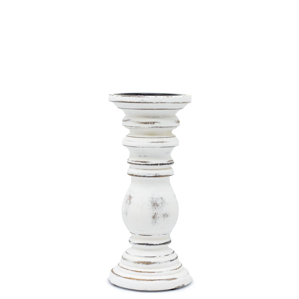 Classic Candle Stand – Whitewashed – Small – detail view 2 of mango wood candle holder