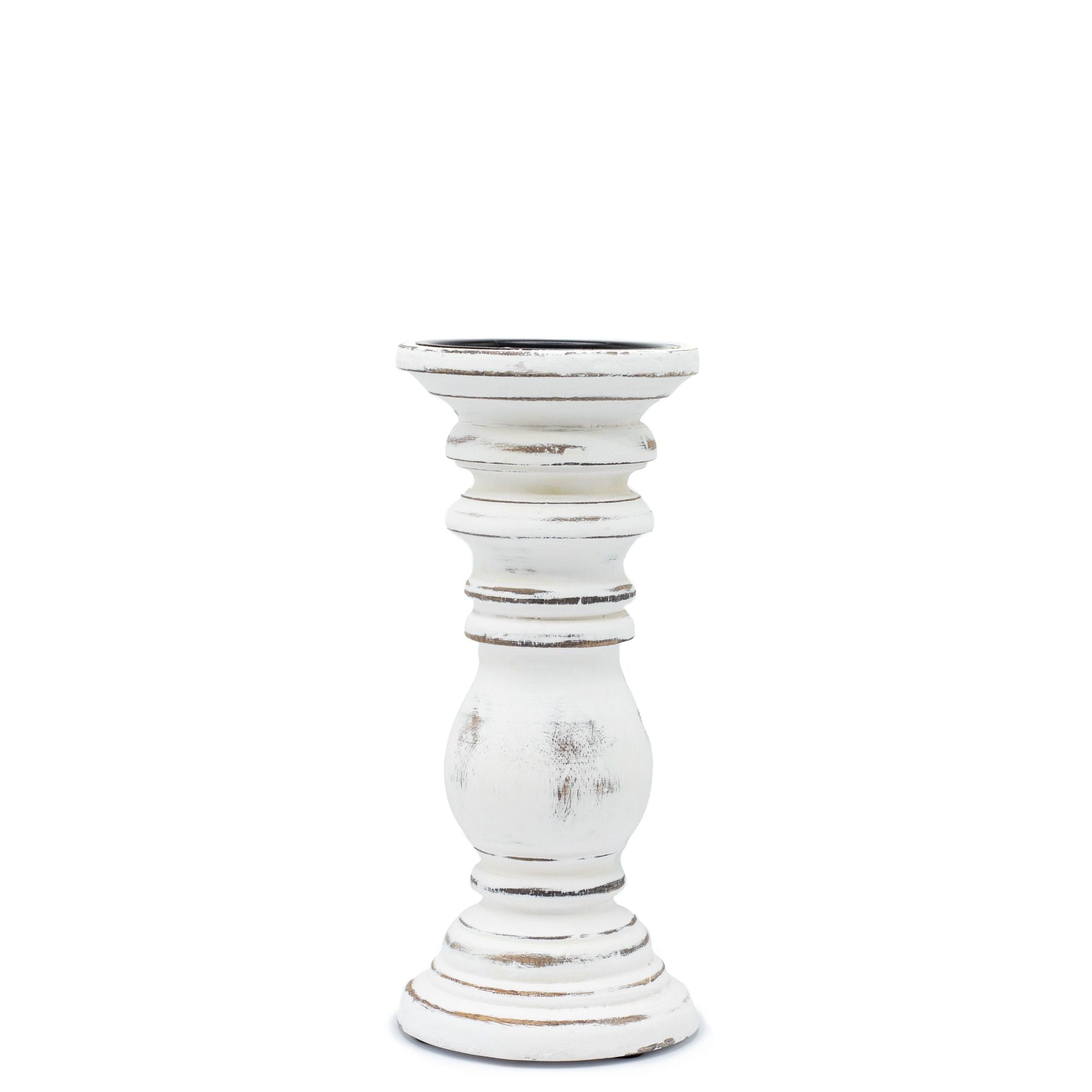 Classic Candle Stand – Whitewashed – Small – detail view 2 of mango wood candle holder