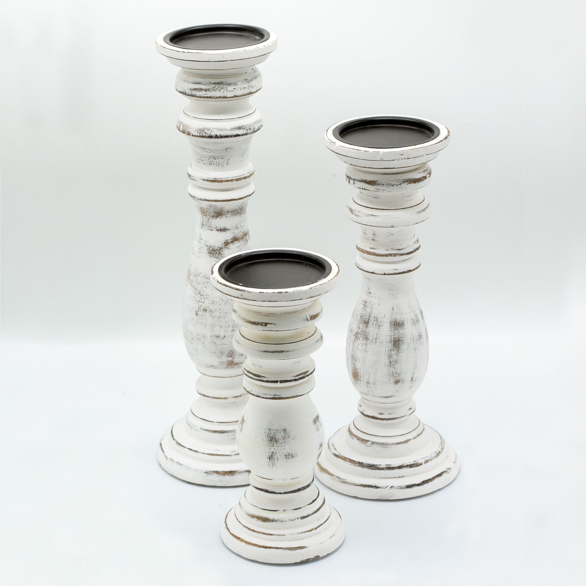 Classic Candle Stand – Whitewashed – Large – detail view 3 of mango wood candle holder