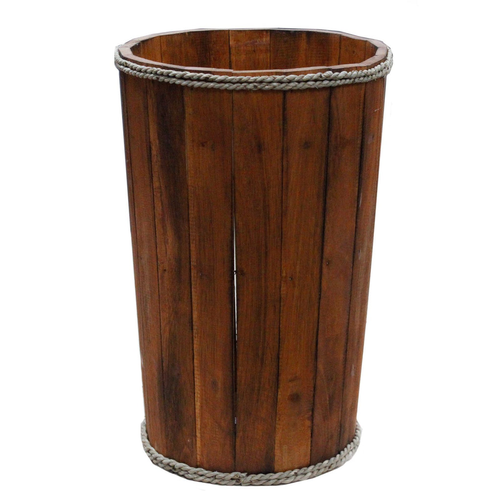 Large Rustic Wooden Home Storage Tub – Brown – detail view 2 of rustic wooden storage