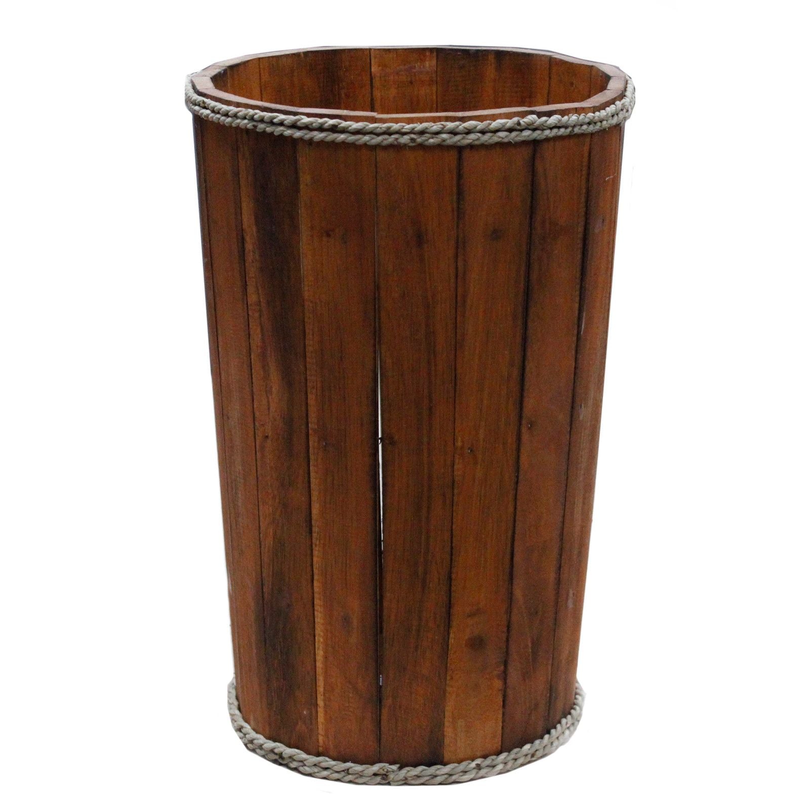 Large Rustic Wooden Home Storage Tub – Brown – detail view 2 of rustic wooden storage