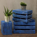 Rustic Wooden Nesting Storage Crates – Bluewashed (Set of 3) – front product view of rustic wooden storage