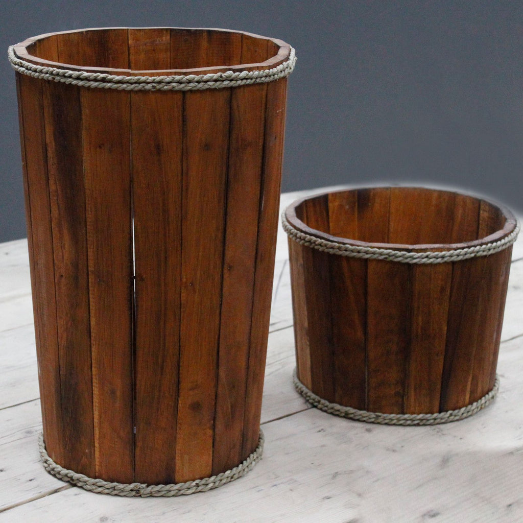 Large Rustic Wooden Home Storage Tub – Brown – detail view 6 of rustic wooden storage
