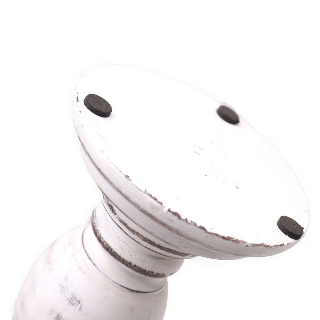 Classic Candle Stand – Whitewashed – Small – front product view of mango wood candle holder
