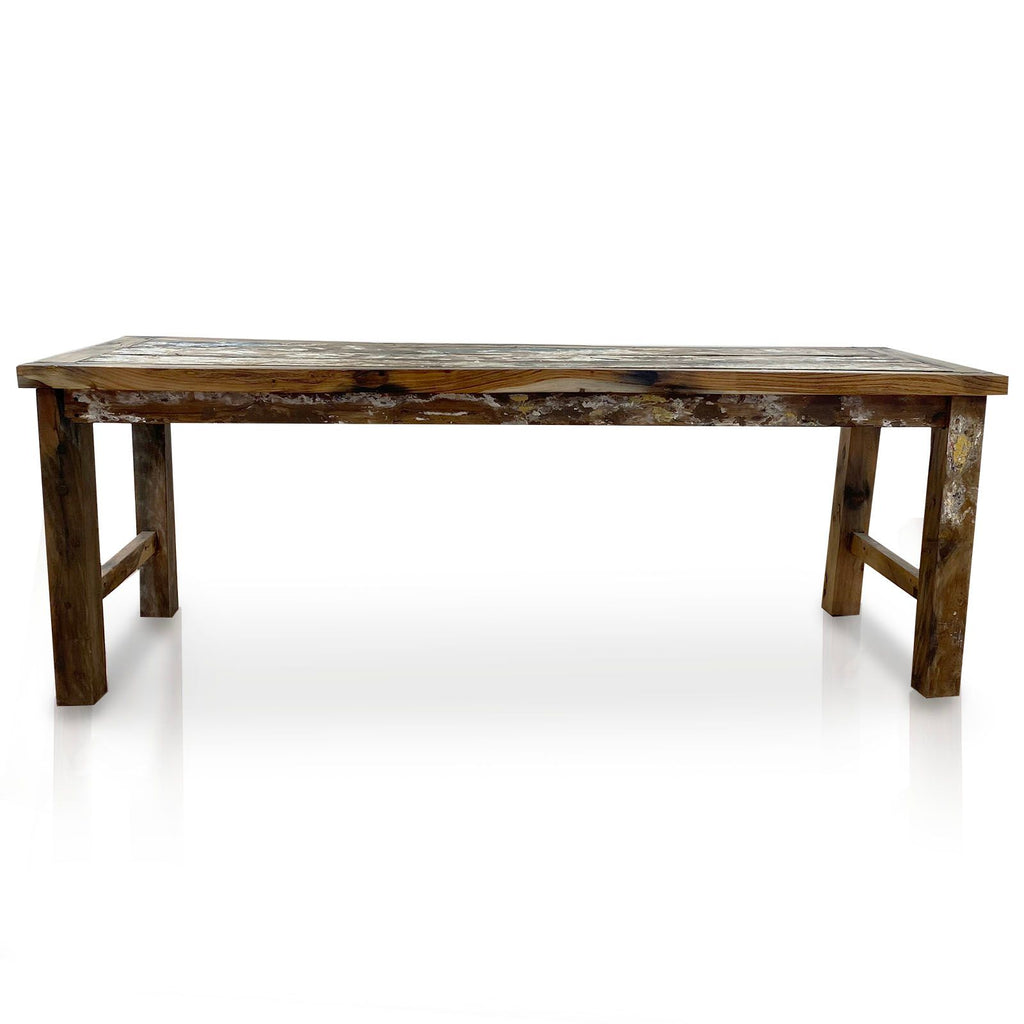 Recycled Teak Wood Dining Table - 1.8m – Sustainable Solid Wood Furniture – detail view 2