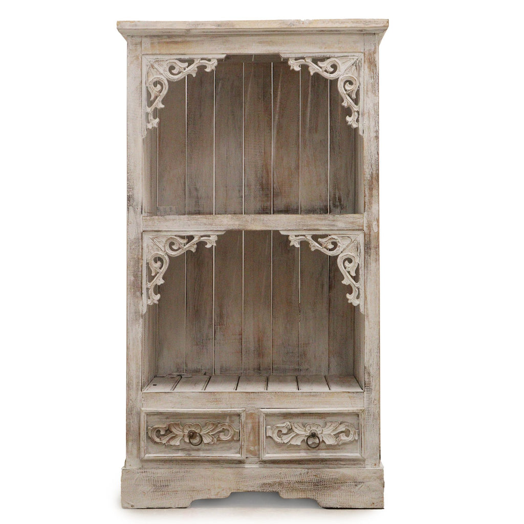 Whitewashed Albasia Wood Bathroom Storage Cabinet – detail view 4 of wooden bathroom cabinet