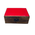 Medium Ceramic-Glazed Wooden Keepsake Box – 15x10x6cm – Red – front product view of ceramic glazed wooden box