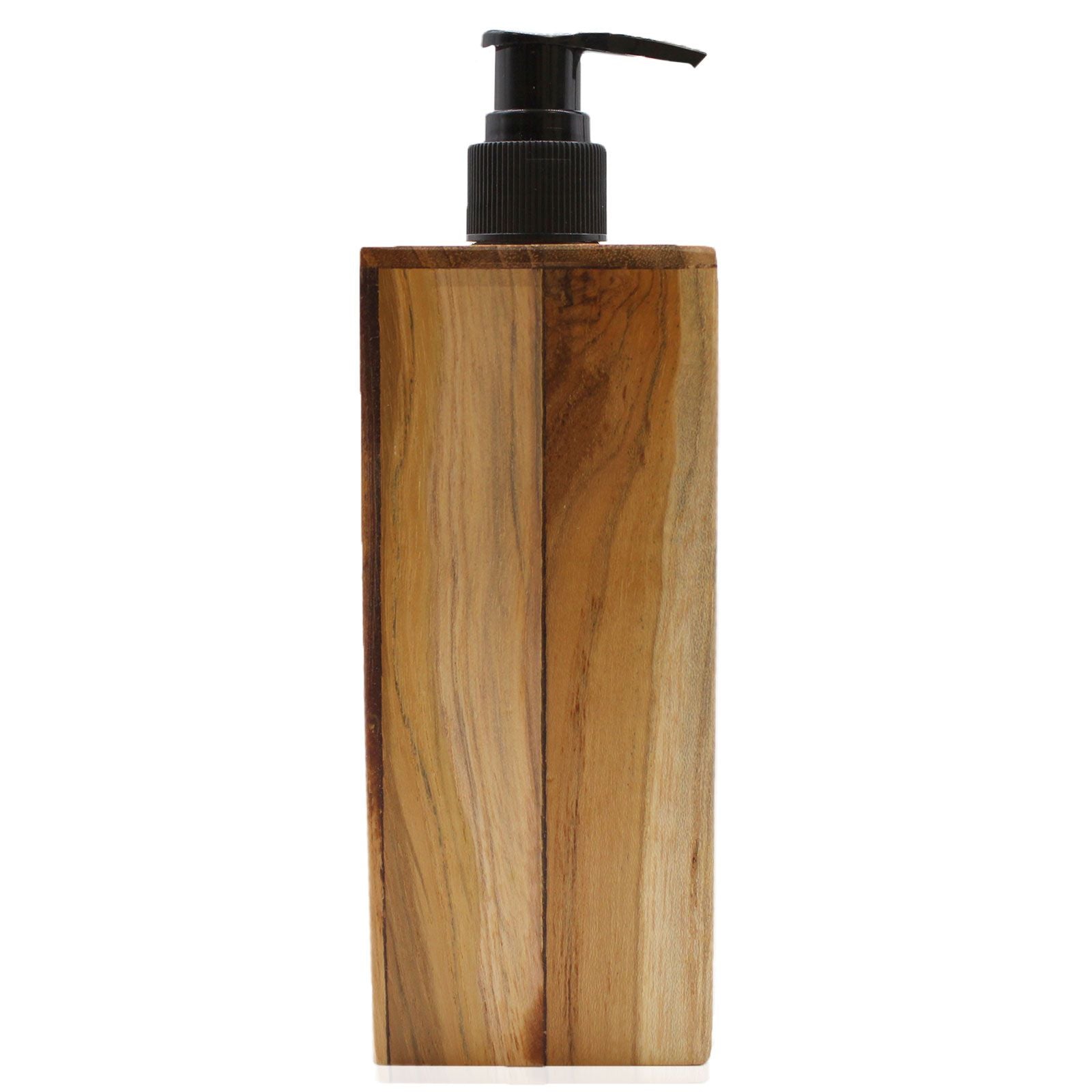 Natural Teak Wood Refillable Soap Dispenser – Square – detail view 7 of teak soap dispenser