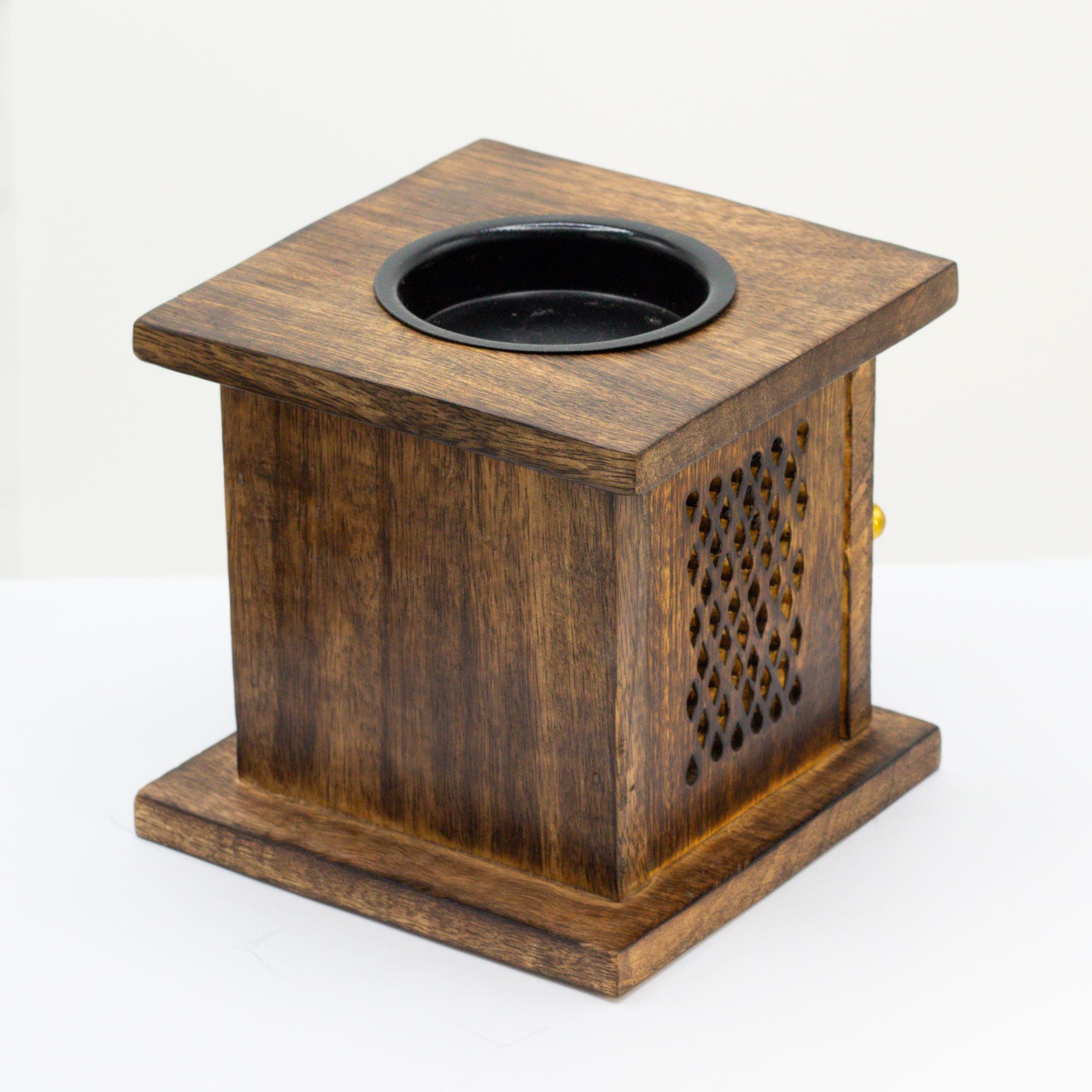 Large Tree of Life Mango Wood Incense Box Burner – Handcrafted Ash Catcher – product view