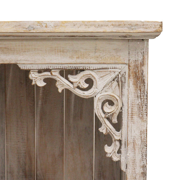 Whitewashed Albasia Wood Bathroom Storage Cabinet – front product view of wooden bathroom cabinet